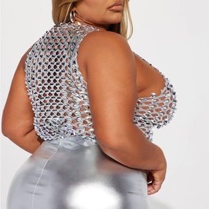 NWT Fashion Nova Womens metallic bodysuit